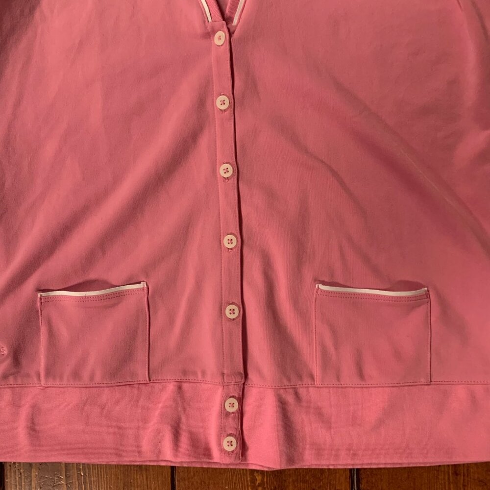Adidas Golf Climalite Pink Women's Medium Button Front Brushed Cardigan EUC - Picture 6 of 11